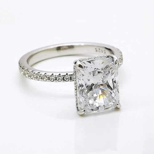 Mia 1.5/2/3 Carats Radiant Cut Engagement Ring Platinum Plated 925 Silver