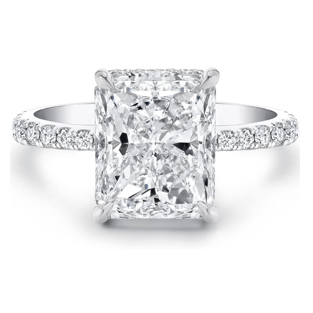 Mia 1.5/2/3 Carats Radiant Cut Engagement Ring Platinum Plated 925 Silver