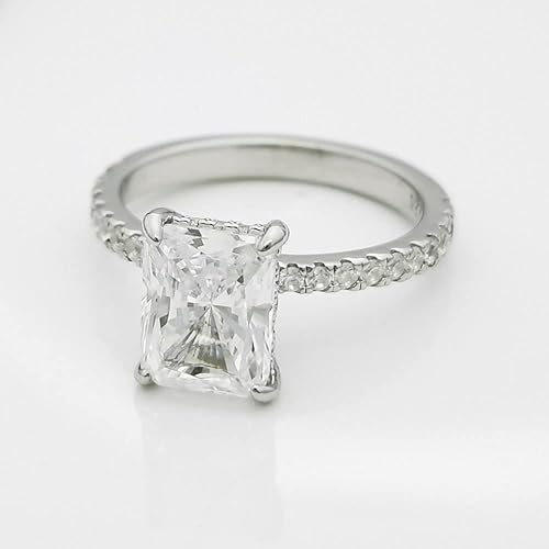 Mia 1.5/2/3 Carats Radiant Cut Engagement Ring Platinum Plated 925 Silver