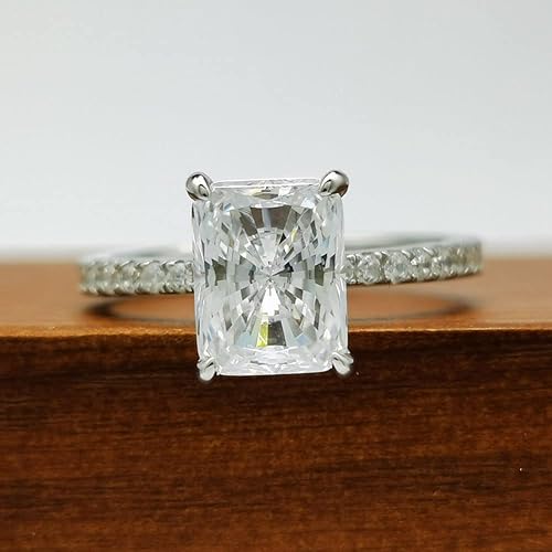 Mia 1.5/2/3 Carats Radiant Cut Engagement Ring Platinum Plated 925 Silver