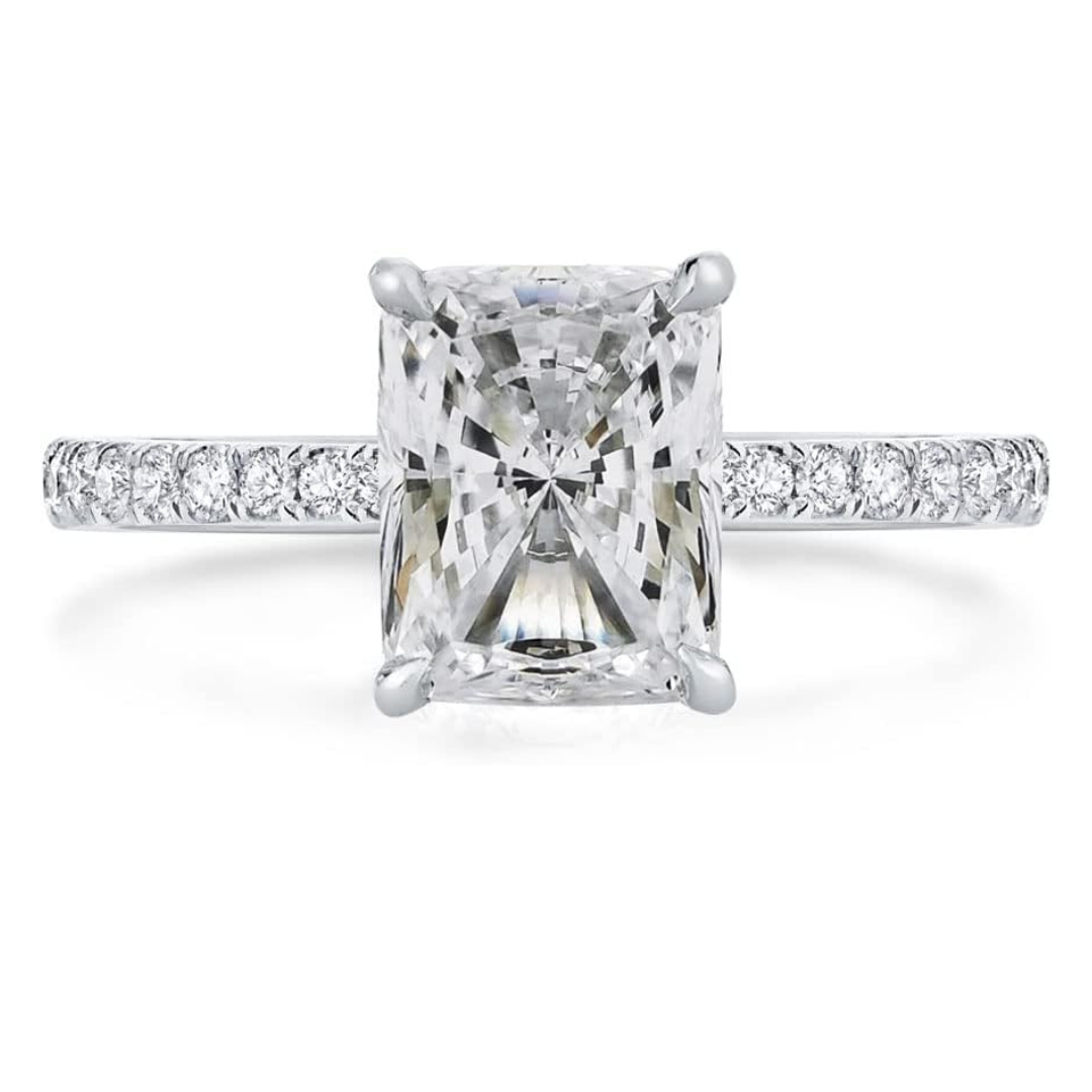 Mia 1.5/2/3 Carats Radiant Cut Engagement Ring Platinum Plated 925 Silver