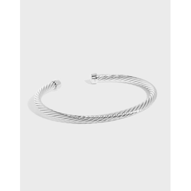 Twisted Solid 925S Silver Bangle