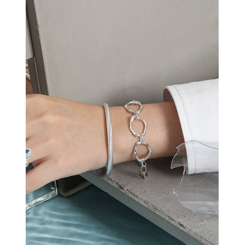 Twisted Solid 925S Silver Bangle