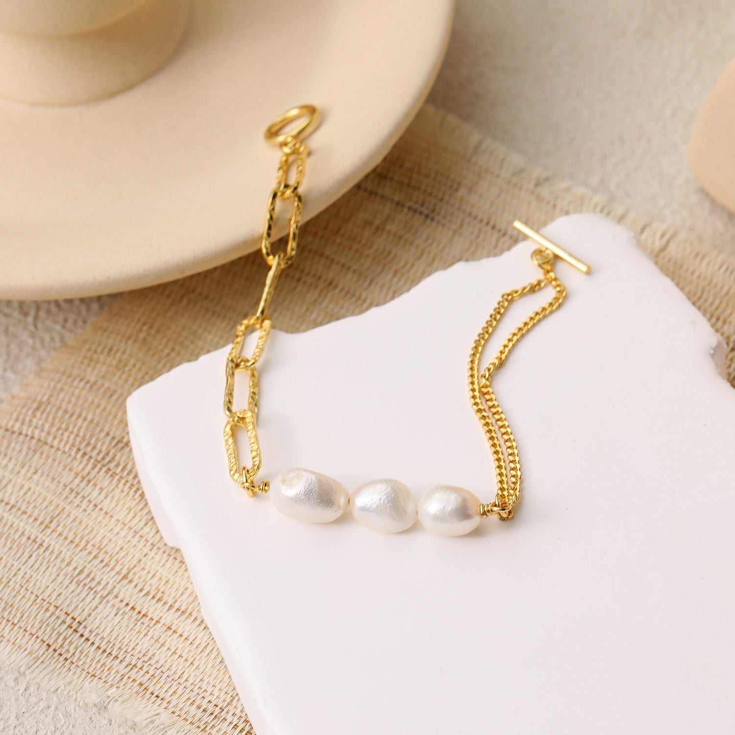 Baroque Pearl 18K Gold Bracelet