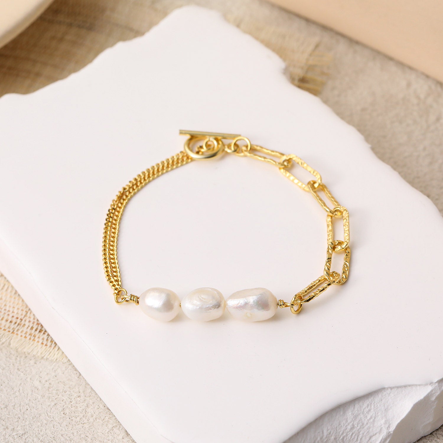 Baroque Pearl 18K Gold Bracelet